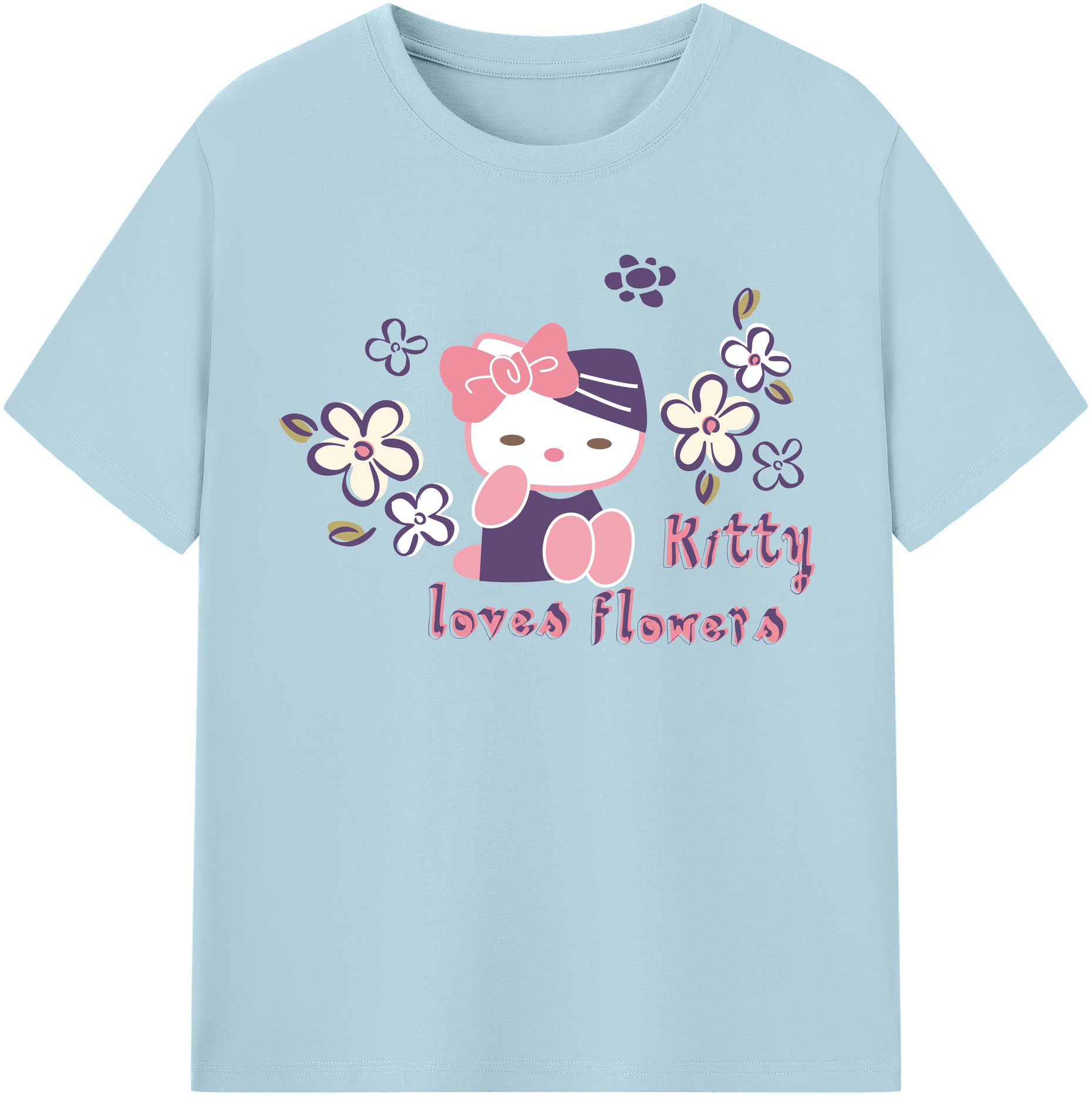 （画像用） Hello Kitty ハローキティ 綿100％半袖Tシャツ（フロントプリント）